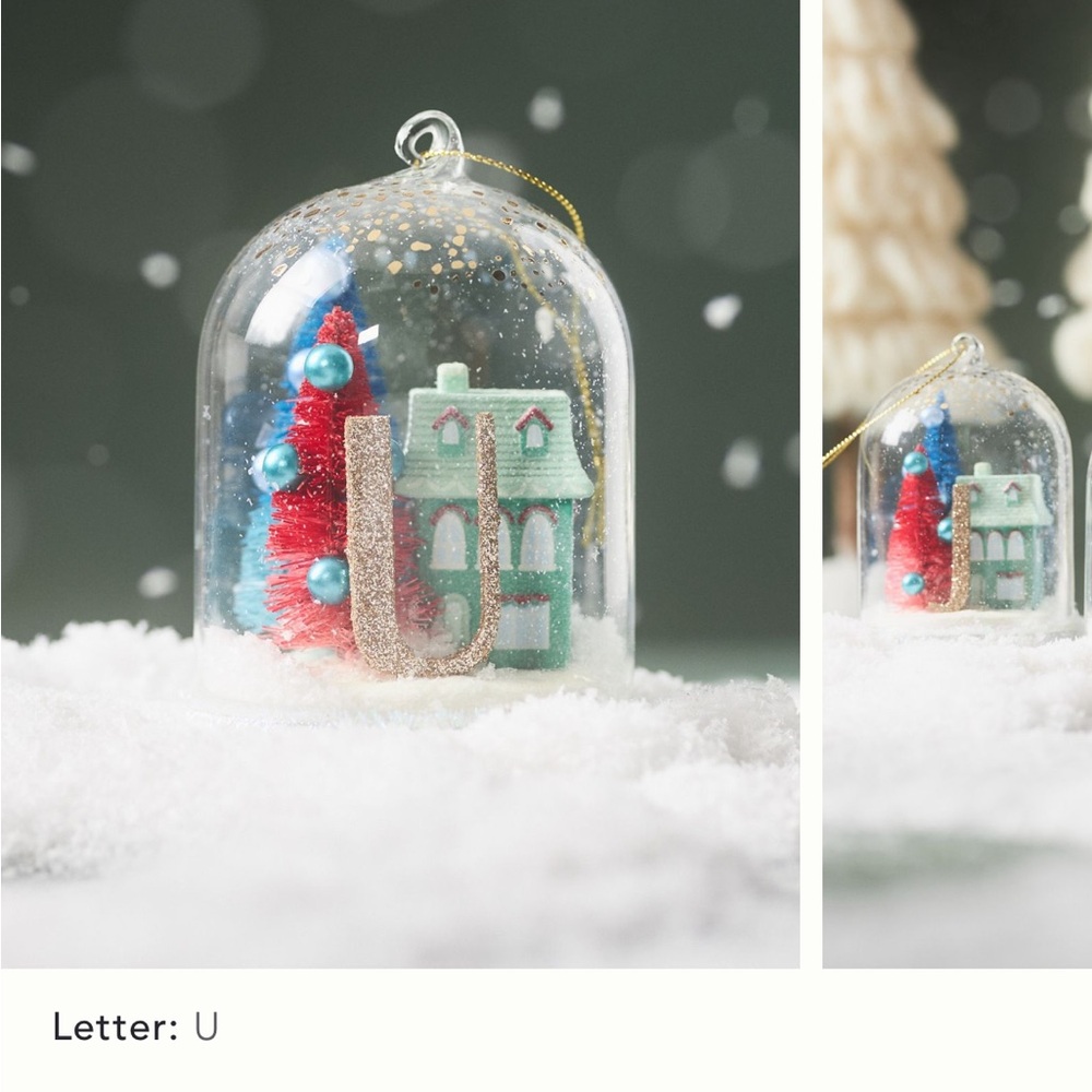 Anthropologie #1 NIB “U” Home for the Holidays Monogram Ornament. Sold Out